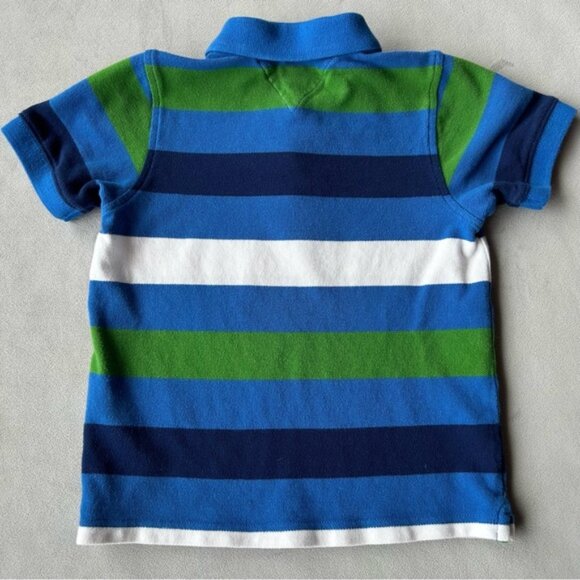 Tommy Hilfiger ~ Polo ~ Boys Size 4T ~ Blue Green White Stripes - Picture 2 of 7